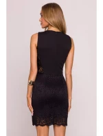 M864 Mini šaty s krajkovými panely - černé M864 Mini šaty s krajkovými panely - černé