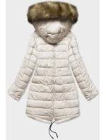 Tmavě modro-béžová oboustranná dámská zimní bunda (2M-21508)