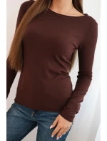 Dámský viskózový svetr s kulatým výstřihem a přiléhavým střihem hnědý