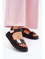 Kožené dámské sandály na platformě Zazoo 40443 černé