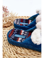 Dětské papuče na silné podrážce s medvídkem, modré, Dasca