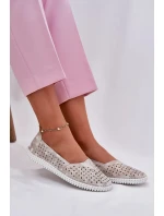 Dámské semišové ažurové polobotky Chulieta – zlatо/šedé