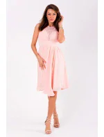 Dámské společenské šaty EVA&LOLA středně dlouhé růžové - Růžová / S - EVA&LOLA