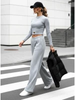 Dámský komplet širokých kalhot a crop topu ASTRAL ALLURE šedý FashionStreet AY0904 Dámský komplet širokých kalhot a crop topu ASTRAL ALLURE šedý FashionStreet AY0904