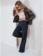Dámské džíny s širokými nohavicemi tmavě modré FashionStreet UY2769 Dámské džíny s širokými nohavicemi tmavě modré FashionStreet UY2769