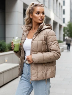 Dámská prošívaná bunda s kapucí béžová FashionStreet TY5585