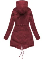 Bavlněná dámská zimní bunda parka ve vínové bordó barvě s kožešinou (xw801-3x)