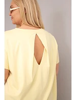 Dámská bavlněná halenka Plus Size s krátkým rukávem žlutá