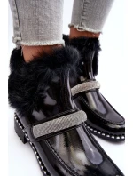 Boty Na Plochém Podpatku A Platformě Sztyblety Černé Linestta