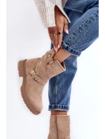 Dámské Boty Na Plochém Podpatku S Kroužky Bežové Bliggore