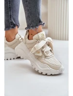 Dámské Kožené Tenisky Béžové CheBello 4583 Dámské Kožené Tenisky Béžové CheBello 4583