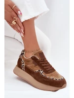 Dámské Semišové Tenisky Big Star OO274A313 HI-POLY SYSTEM Hnědé Leopardí