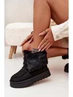 Dámské Sněhule Na Platformě S Kožešinou A Šněrováním Big Star SS274113 Černé Dámské Sněhule Na Platformě S Kožešinou A Šněrováním Big Star SS274113 Černé