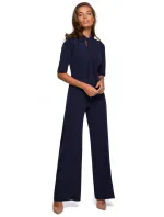 S243 Elegantní overal se zavazováním za krkem - černý S243 Elegantní overal se zavazováním za krkem - černý