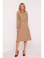 S413 Šaty s mašlemi - béžové S413 Šaty s mašlemi - béžové
