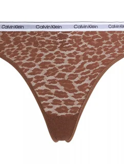 Dámská tanga HIGH LEG THONG 000QD5051E FUA hnědé - Calvin Klein