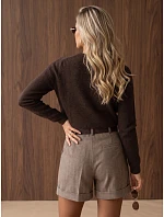 Dámský měkký svetr s alpakou, barva baby čokoládová, FashionStreet MY2622