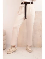 Komplet dámský máslový mikina s kapucí a kalhoty s páskem béžový