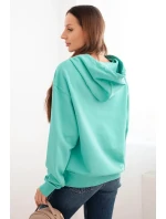 Dámská mikina s kapucí a klokankou z bavlny mátová