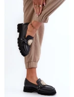 Zazoo 3485 Dámské mokasíny s ​​zlatým ozdobou Přírodní kůže