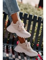 Dámské Kožené Tenisky Béžové CheBello 4583 Dámské Kožené Tenisky Béžové CheBello 4583