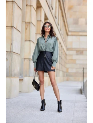 Dámská košile BLU0189 khaki zelená - Roco Fashion Dámská košile BLU0189 khaki zelená - Roco Fashion