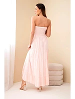 Dámské šaty z viskózy s elastickým vrškem pudrově růžové