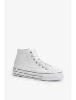 Zateplené dámské tenisky na platformě OO274A473 bílé