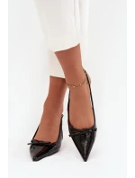 Lakované lodičky na jehle s mašlí Černé Olvena