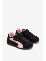 Dětské sportovní boty s přezkou Černo růžové Perrin