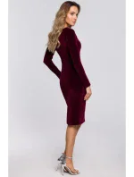 M565 Sametové tužkové šaty - bordó