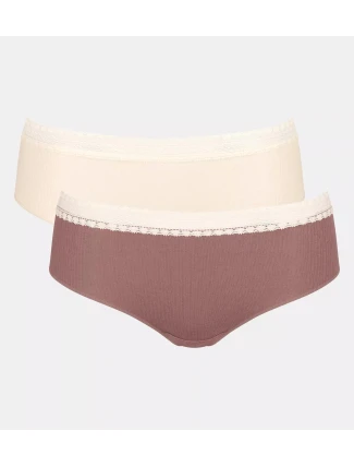 Dámské kalhotky GO Ribbed R Hipster C2P - BROWN - hnědé M003 - SLOGGI