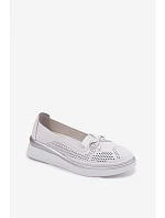 Kožené Prodyšné Polobotky Na Platformě S.Barski LR61-7043 Bílé