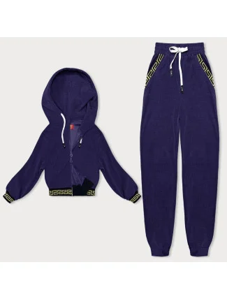 Teplákový žebrovaný komplet ve švestkové barvě s ozdobnými stahovacími lemy (AMG-345A) Teplákový žebrovaný komplet ve švestkové barvě s ozdobnými stahovacími lemy (AMG-345A)