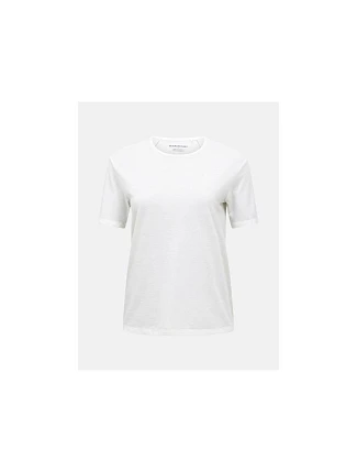 Dámské tričko PEAK PERFORMANCE W Wool-Blend Shortsleeve, bílá barva Dámské tričko PEAK PERFORMANCE W Wool-Blend Shortsleeve, bílá barva
