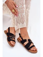 Dámské sandály na plochém podpatku se zlatými hroty černé Zanira