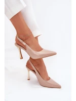 Lakovane Lodičky S Otevřenou Patou A Špičatými Špičkami Béžové Rivori