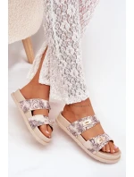 Vzorované Dámské Pantofle Na Platformě Béžové Sorina