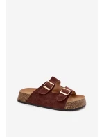 Dámské pantofle na korkové platformě se zlatými sponami Tovessa