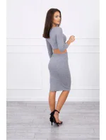 Souprava halenky a sukně šedá