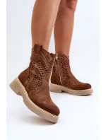 Zazoo 3470 Semišové Dámské Botky na Ploché Podrážce Průsvitné Hnědé