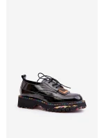 Lakované dámské polobotky na šněrování Artiker 55C0499 Černé