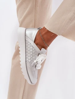 Dámské Kožené Tenisky Na Platformě D&A LR51-796 Stříbrné