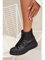 Zateplené Vysoké Tenisky Dámské Na Platformě S Zipem Černé Sarira