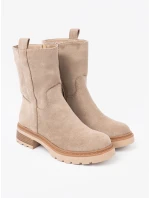 Výborné dámské hnědé  kotníčkové boty na plochém podpatku