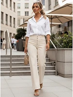 Dámské džíny s vysokým pasem a širokými nohavicemi ecru FashionStreet UY3052