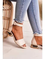 Kožené Sandály Na Zlatých Podpatcích Laura Messi 2143 Béžová