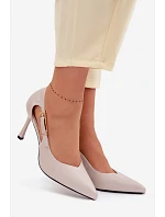Podpatky s výřezy a zlatou sponou Vinceza 62288 Světle šedé