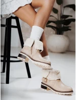 Dámské kozačky s ovčí kůží béžové FashionStreet ZY1249 Dámské kozačky s ovčí kůží béžové FashionStreet ZY1249
