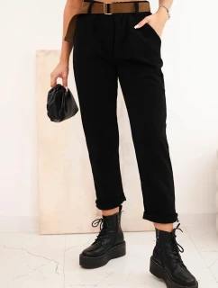 Dámské kalhoty s páskem kordové černé